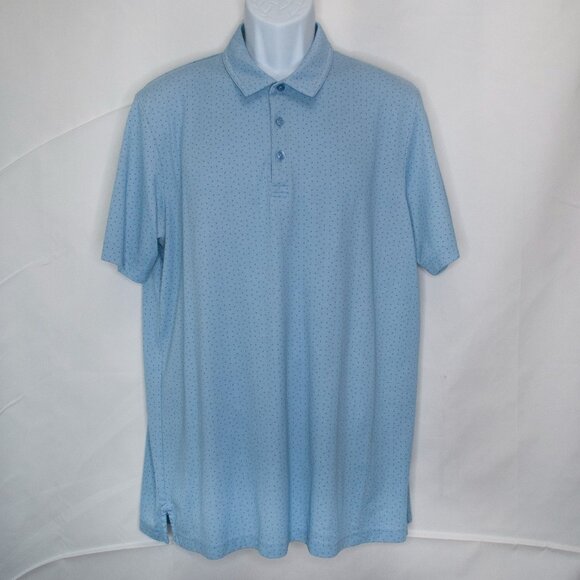 Travis Mathew Polo Shirt Mens XL Light Blue Geometric Golf Short Sleeve WW06X - Picture 1 of 5